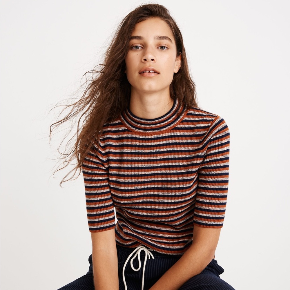 Madewell Dalston Mockneck Sweater in Stripe